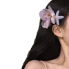 Pinza para el pelo de flor morada atmosférica y etérea para mujer, Pinza lateral de estrella de mar estilo vacacional, Accesorio para el pelo estilo bohemio