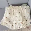 Pijama para mujer de comercio exterior al por mayor para primavera y otoño, con copas en el pecho, lindo conjunto de ropa para el hogar de manga larga de algodón con estampado de nubes estilo japonés