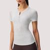 Roupa de Yoga Nova Segura Mesmo Estilo Feminino Justa Secagem Rápida Manga Curta Camiseta Henley Top Feminino Verão