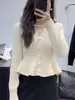 Cardigan de Punto Chic Lujoso Pequeño Estilo Francés para Mujer 2026 Otoño Invierno Nuevo Diseño con Sentido Cuello en V Suéter Abrigo con Volantes