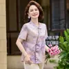 Roupas Novas de Verão 2026 para Mães, Camisas de Manga Curta Estilo Chinês, Tops para Mulheres de Meia-Idade e Idosas, Camisas Finas Elegantes Estilo Nacional de Verão