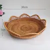 Cesta de frutas, cesta de armazenamento trançada de rattan vietnamita, bandeja de doces, prato de frutas redondo para a sala de estar, fruteira grande para uso doméstico, cesta para pães cozidos no vapor, prato de frutas secas
