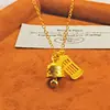 Pegue um Pingente Sino de Abacus Dourado da Sorte Vietnamita para Mulheres, Mesmo Estilo Visto nas Transmissões ao Vivo do Kuaishou, Presente para Namorada, Joia de Corrente para Clavícula