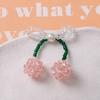 Nuevos pendientes pequeños y frescos con lazo de perla dulce, tejidos a mano, con forma de cereza, para hacer tú mismo, tocado, accesorios para mujer, venta al por mayor