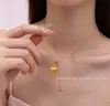 Collar de Corazón Cepillado con Borlas Popular de Xiaohongshu, Lujo Ligero de Gama Alta, Cadena para Clavícula Elegante de Nicho para el Trabajo al por Mayor