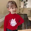 Y2304# camiseta Joker de terciopelo de manga larga para niñas, nuevo abrigo blanco de primavera y otoño para niños, camiseta básica para bebé, camiseta de moda