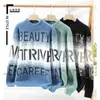 Popular Transfronterizo Talla Europea Talla Grande Terciopelo de Visón Combinación de Colores Degradados Tejido de Punto con Letras para Hombre Cuello Alto Medio Venta al por Mayor de Fábrica