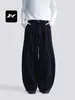 Calça Cargo Casual de Veludo Cotele Corduroy Wide-Leg Estilo Retrô Americano Rico para Homens e Mulheres Algodão Puro Mesclado Solta Casual Modeladora