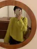 Suéter Longo de Pelo de Visão Outono/Inverno 2026 para Mulheres, Estilo Curto, Gola Redonda, Pulôver, Casaco Grosso de Pelo de Visão, Roupa de Exterior Peluda