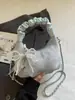 Bolso de Mano Pequeño Casual Simple con Cadena y Plisados, Color Sólido con Lazo, Nuevo 2026, para Mujer