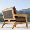Sofá Nórdico para Exteriores Patio Villa Muebles de Madera Maciza Impermeable Protector Solar Exterior Jardín Balcón Ocio Sofá de Ratán