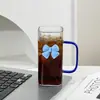 Vaso de Agua Cuadrado Transparente Sencillo con Asa de Lazo, Vaso con Popote de Vidrio, Taza de Vidrio Resistente a Altas Temperaturas para Café y Leche, Vaso de Vidrio