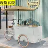 Carrito de Comida Móvil Multifuncional con Pedaleo Inverso, Carro para Café, Flotador, Triciclo para Té de Leche y Helado al Aire Libre, Exhibición en Centro Comercial