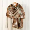 Fleece aurora amigable con la piel, para exportación y transmisiones en vivo transfronterizas, colección de otoño e invierno, amigable con la piel y cálido, bufanda de imitación cachemir estampada, chal versátil