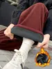 A1367 Pantalones Casuales Rectos de Terciopelo de una Pieza para Niños y Niñas de Invierno Pantalones Gruesos de Forro Polar Anchos Sueltos para Niños Grandes