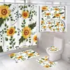 Divisória Impermeável e Anti-Mofo para Banheiro, Cortina de Chuveiro Personalizada Sem Furos, Tapete Estampado Específico para Banheiro, Conjunto de Quatro Peças para Tapete de Vaso Sanitário