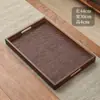 Bandeja de té casera para teteras, tazas de té, frutas, plato de postre de alta gama, posavasos tejido de bambú con asa octogonal