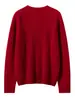 Cárdigan Rojo Bordado del Año del Caballo 100% Cachemira para Mujer, Suéter Grueso de Punto Trenzado con Cuello Redondo