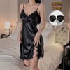 Primavera e Verão nova renda privada pijama sexy mulheres cetim chiffon alça nightdress tentação quente casa vestir puro desejo