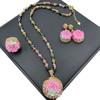 Nuevo conjunto de tres piezas con incrustaciones de flores de ágata Yanyuan de joyería personalizada de alta calidad de estilo antiguo medio, lote de suministro transfronterizo