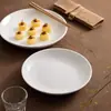 Plato redondo poco profundo de cerámica blanca pura, estilo minimalista moderno, plato de cena, plato de estilo occidental, plato para buffet, plato de cocina para hotel comercial