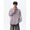 Diseño de camisa con patchwork, camisa de manga larga deconstruida de otoño, corte holgado para hombre, prenda exterior casual segmentada, aspecto en capas, talla grande, moderno