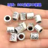 S999 Plata de Pie Retro Qianli Jiangshan Carácter Fu Cuentas de Agujero Grande Cubo de Cuentas Cuerda de Mano Tejida con Cuentas Collar Accesorios Hechos a Mano DIY