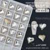 Decoraciones Transparentes para Uñas con Pedrería Puntiaguda, Pedrería con Forma de Corazón Torcido y Hacha, Pedrería Cuadrada Gruesa con Forma de Mariposa, Accesorios de Lujo Ligero de Cristal al por Mayor
