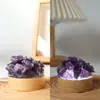 Luz de Noche de Racimo de Cristal Natural Transfronteriza Púrpura para Dormitorio Mesita de Noche Protección Ocular Luz Nocturna Adornos Creativos de Regalo de Navidad