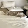 Conjunto de cama de quatro peças em seda gelada de toque fresco, cor sólida, capa de edredom de peça única, conjunto de três peças para dormitório de verão, roupa de cama de verão
