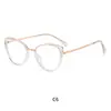 Gafas de Moda Cat-Eye Europeas y Americanas de Moda con Protección contra Luz Azul, Aptas para Lentes Graduados, Montura de Metal
