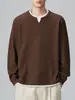 Camiseta de Manga Larga Falsa de Dos Piezas para Hombre Shanggu Principios de Otoño Cuello en V Pequeño Holgada Versátil para Viajar Textura Simple