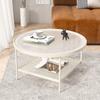 Mesa de centro de cristal sencilla nórdica para sala de estar, apartamento, mesa de centro redonda de doble capa