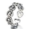 Weihua Fashion Chain Anillo para Mujer Vintage Plata Yintai Plata Lisa Cadena Antigua Corazón de Amor Abierto Plateado Estilo Coreano