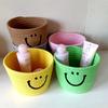 Cesta de Almacenamiento de Llaves de Escritorio Tejida con Cuerda de Algodón Smiley Hecha a Mano para Cosméticos, Snacks, Juguetes, Artículos Varios de Cabecera