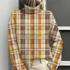 Amazon Temu Estación Independiente Chaqueta Cardigan Suéter Cuello Alto con Estampado de Elementos Cuadros 3D para Mujer E127