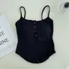 Sexy camisola para mujer con botones, sexy diseño sin espalda, adecuada tanto para llevar debajo como por encima, pura y seductora, que revela la cintura, sin aros, top base de longitud corta