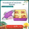 Moon Cake Packaging Box Mid-Autumn Moon Cake Caixa de Presente Tin Can Packaging Moon Cake Tin Double Yellow Moon Cake Packaging
