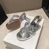 Sandalias Únicas de Tacón Grueso de Cristal para Mujer Verano 2025 Nueva Moda Versátiles Cómodas Sandalias de Tacón Alto Abiertas sin Cierre para Mujer