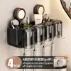 Portacepillos de Dientes para Baño Estilo Vintage sin Taladro Estante de Almacenamiento Multifuncional Montado en la Pared con Portavasos