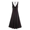 Ropa de Mujer de Exportación Transfronteriza 2025 Verano Estilo Europeo y Americano Textura Satén de Seda Vestido de Tirantes con Encaje y Espalda Descubierta para Mujer F611554