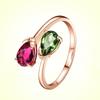 Anillo de plata al por mayor para mujer versión japonesa y coreana del anillo de gota de agua anillo de gema de dos colores fábrica directa joyería de plata