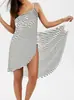 AliExpress deseo Amazon Europeo y Americano Sexy Vestido de Playa Vestido Cruzado Vestido de Vacaciones Vestido de Tirantes Rayados