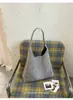 Bolso tote de gamuza estilo coreano transfronterizo, nuevo y elegante, con diseño retro, gran capacidad, adecuado para ir al trabajo y se puede usar como bolso de hombro