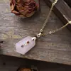 Collar Columna Hexagonal de Cristal Rosa, Cadena para Clavícula Adornada con Diamantes de Colores Chapada en Oro, Joyería de Regalo para Niñas y Mejores Amigas, Suministro Directo del Fabricante