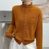 Cárdigan de punto liso de cuello alto para mujer 2026 Otoño/Invierno Nuevo estilo de alta gama, suave, agradable a la piel, chaqueta de punto, top
