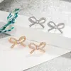 Brincos de Laço com Diamantes Cintilantes para Mulheres 2022 Novo Estilo, Brincos Afina-Rosto, Brincos Elegantes Estilo Coreano, Acessórios Versáteis para o Dia a Dia