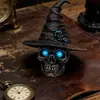 2026 Halloween Transfronterizo Resina Calavera Gótica Sombrero de Bruja Luz Nocturna Creativo Adorno Decorativo para Escritorio del Hogar