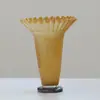 Vaso de Vidro Softhome Escandinavo de Boca Larga com Frisos e Borda Enrolada Plissado Decoração Suave Decorações para Sala Modelo