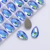 Cristal de Vidrio Ab Color Gota de Agua K9 de Alta Calidad Fondo Plano Doble Agujero Pedrería Cosida a Mano Accesorios para Joyería DIY, Accesorios para Bolsos y Ropa